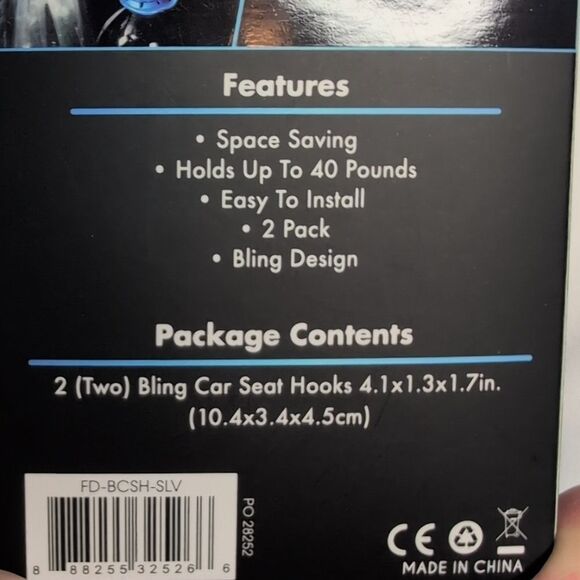Hype Bling Car Seat Hooks 2 Pack, NEW - Picture 4 of 4